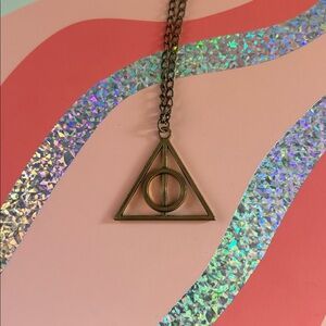 Bronze Deathly Hallows Triangle Pendant Necklace